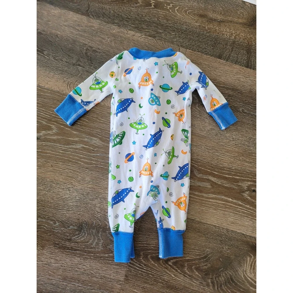 Hanna Andersson Organic Cotton‎ Zip Up Sleepsuit Spaceships 0-6 Months #9